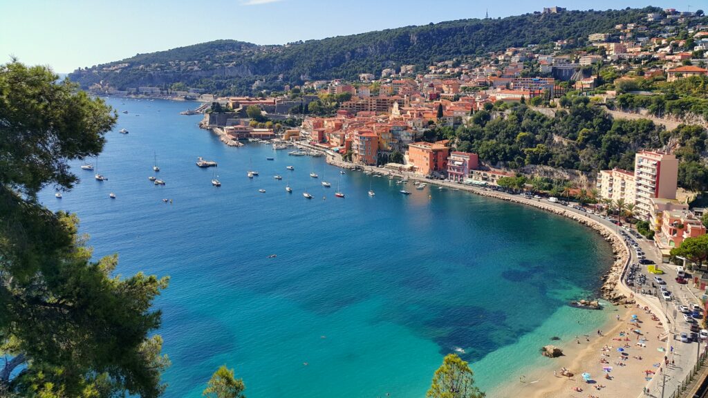 Panoramic view of Villefranche sur Mer, French Riviera, France