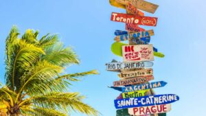 panneau de destination de voyage